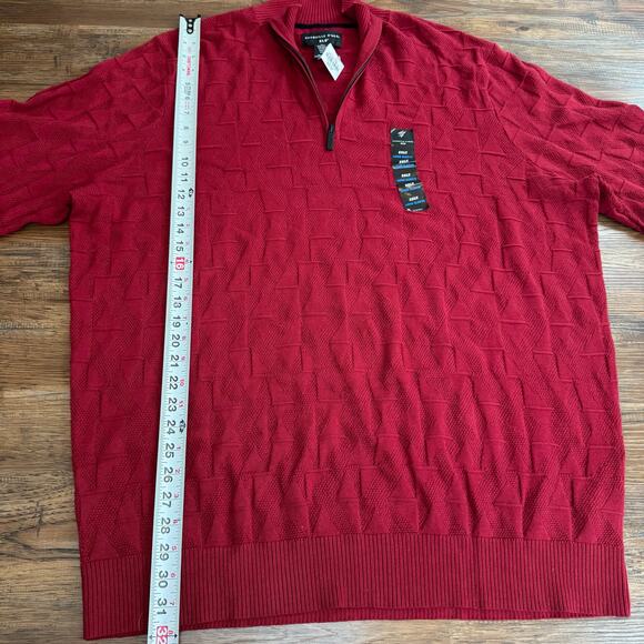 Shaquille O’Neal XLG red texture quarter zip pullover sweater 2XLT long sleeve - Picture 8 of 10